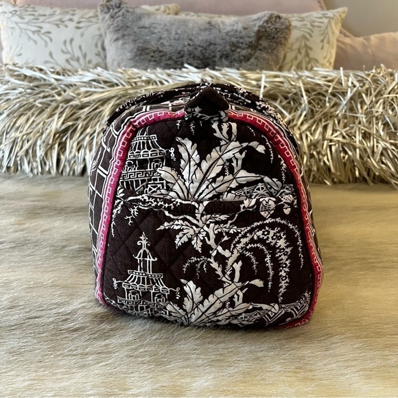 VERA BRADLEY Imperial Toile Medium Duffle Bag Carryon Travel Brown Pink Asian 09 - Picture 8 of 13